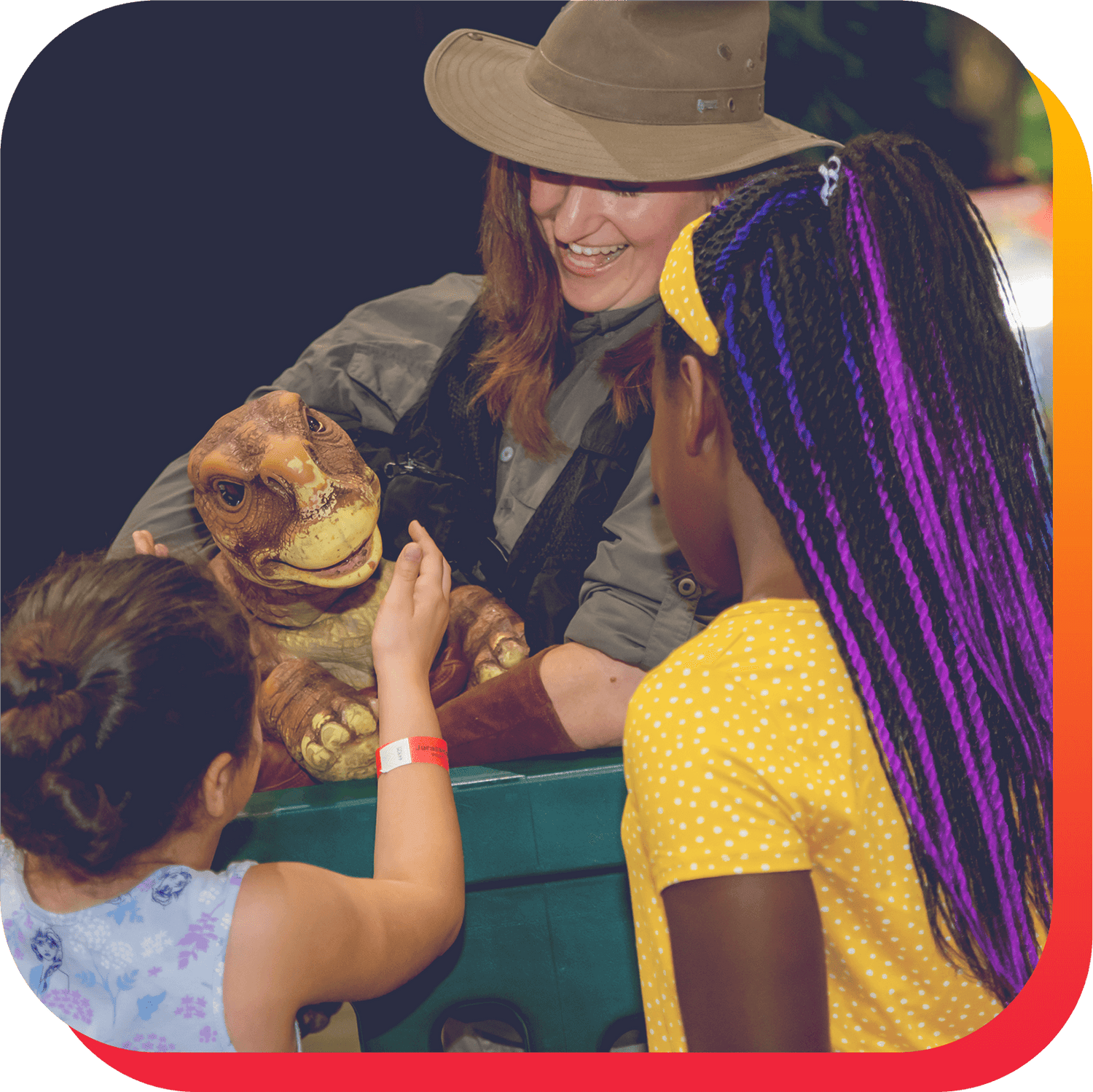 Guests interacting with a Family Quest host